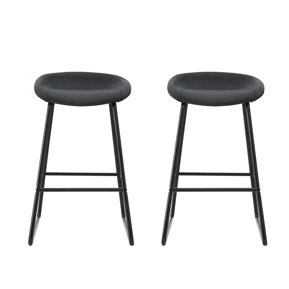 Set of 2 Ludovic Bar Stools Kitchen Dining Chairs Counter Stool PU Leather Metal