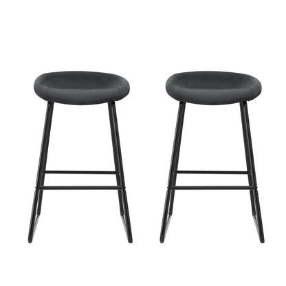 Set of 2 Ludovic Bar Stools Kitchen Dining Chairs Counter Stool PU Leather Metal