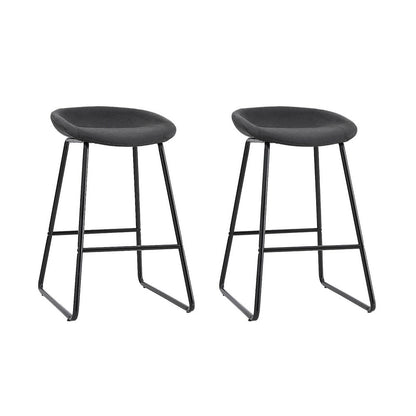 Set of 2 Ludovic Bar Stools Kitchen Dining Chairs Counter Stool PU Leather Metal