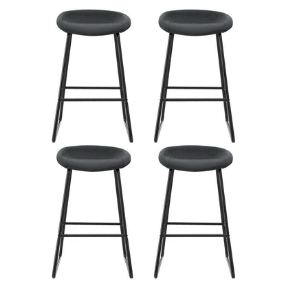 Set of 4 Ludovic Leather Bar Stools - Metal