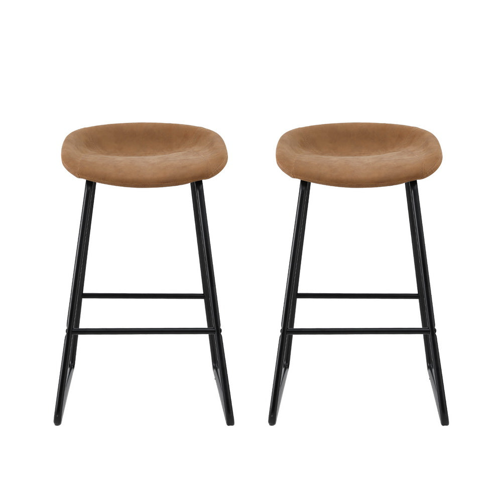 Set of 2 Ludovic Bar Stools - Brown