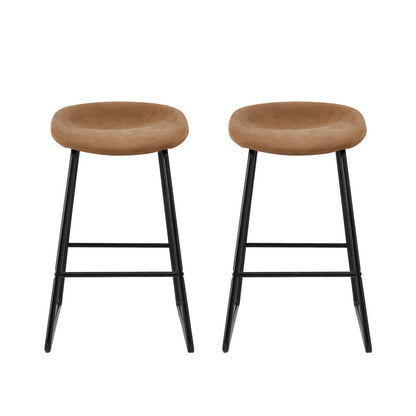 Set of 2 Ludovic Bar Stools - Brown