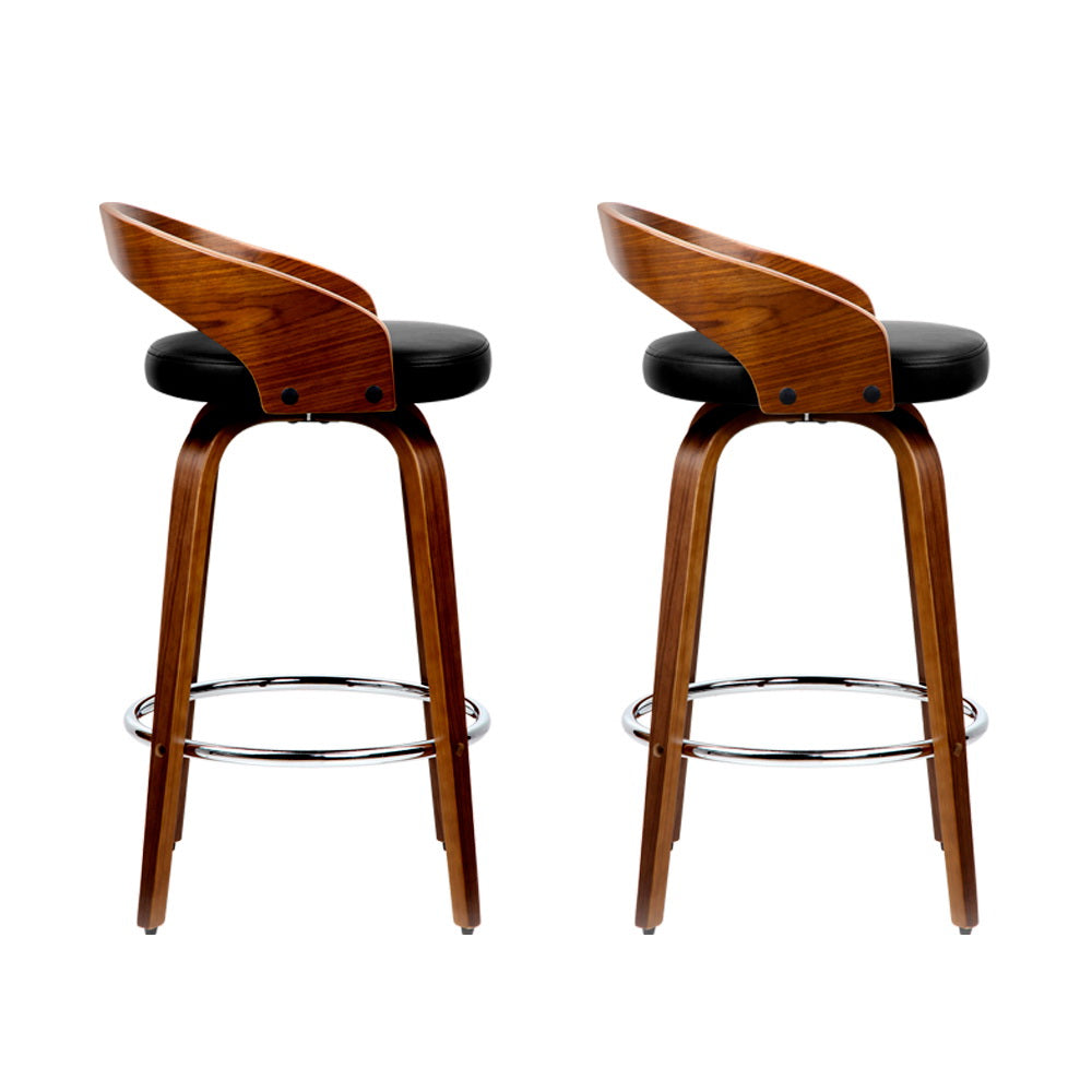 Set of 2 Curving Swivel Bar Stools