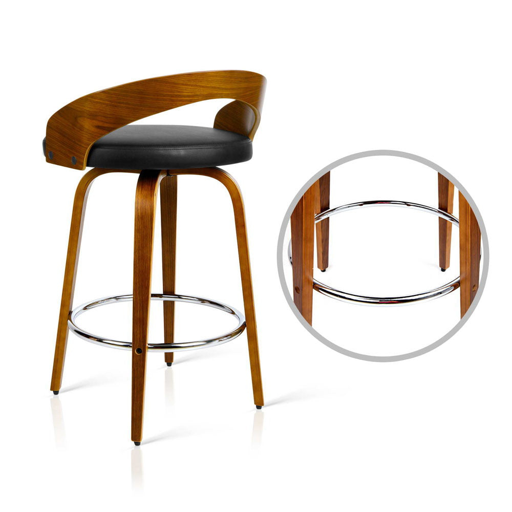 Set of 2 Curving Swivel Bar Stools