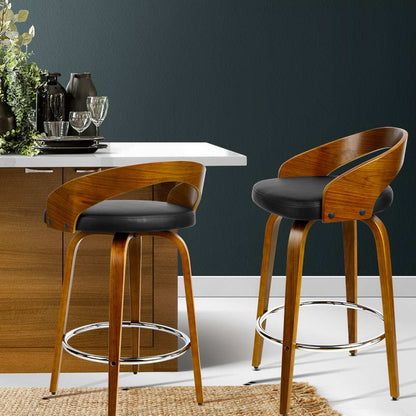 Set of 2 Curving Swivel Bar Stools