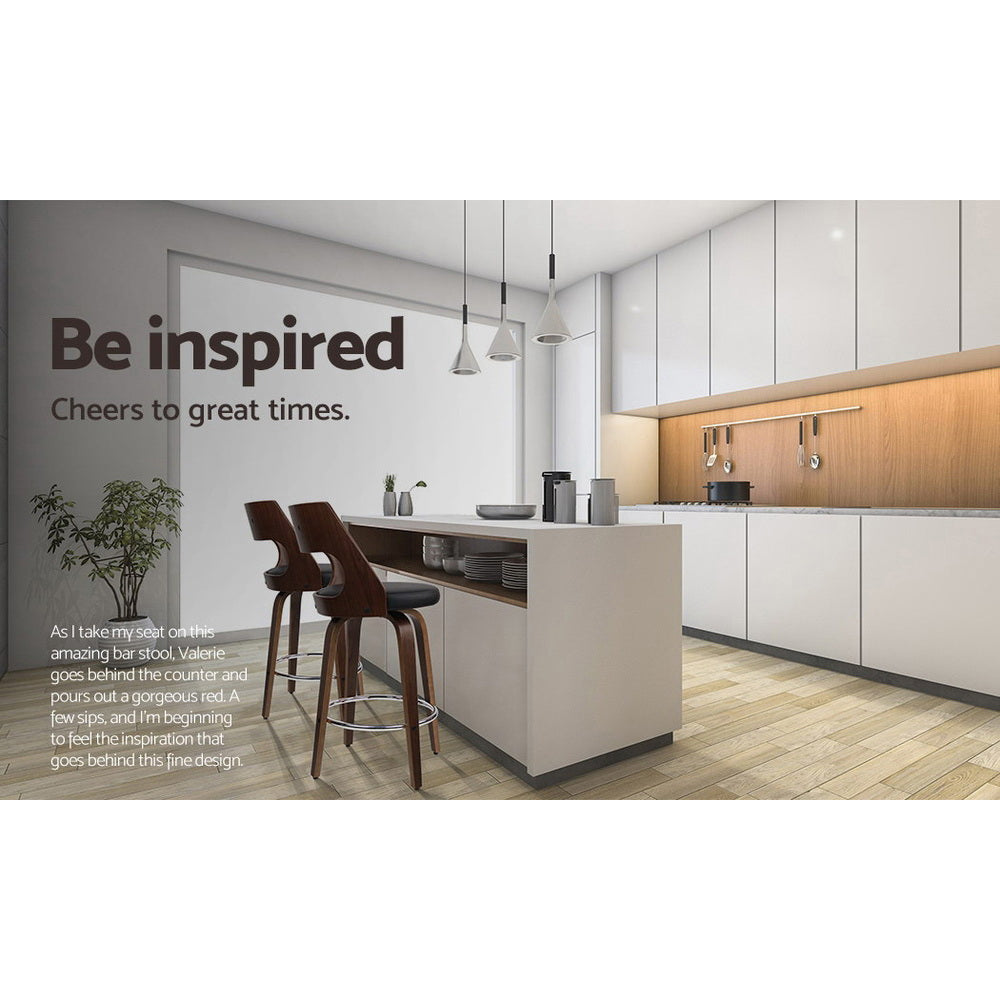 Set of 2 Leather Swivel Bar Stools