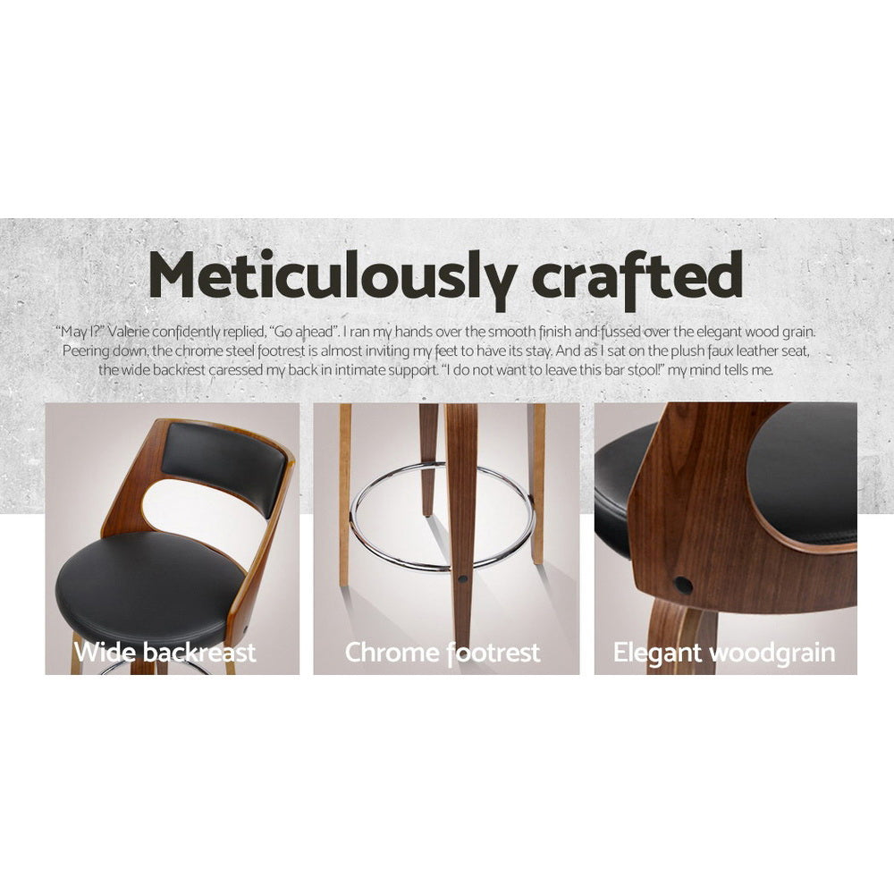 Set of 2 Leather Swivel Bar Stools