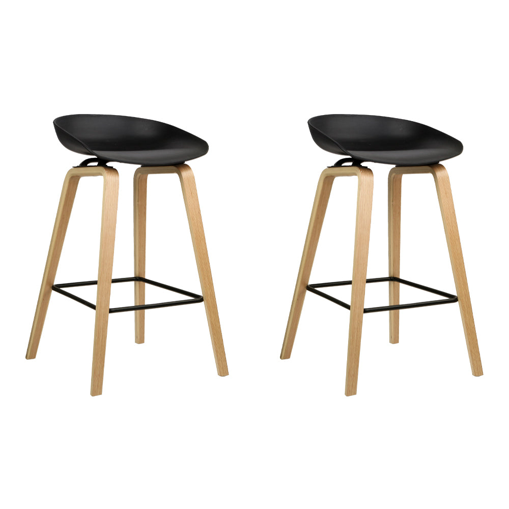 Set of 2 Wooden Bar Stools