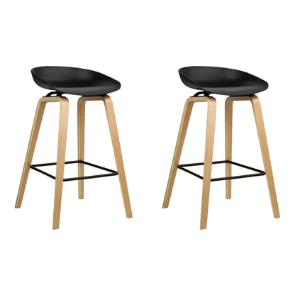 Set of 2 Wooden Bar Stools