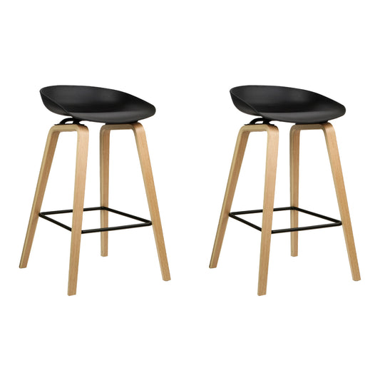 Set of 2 Wooden Bar Stools
