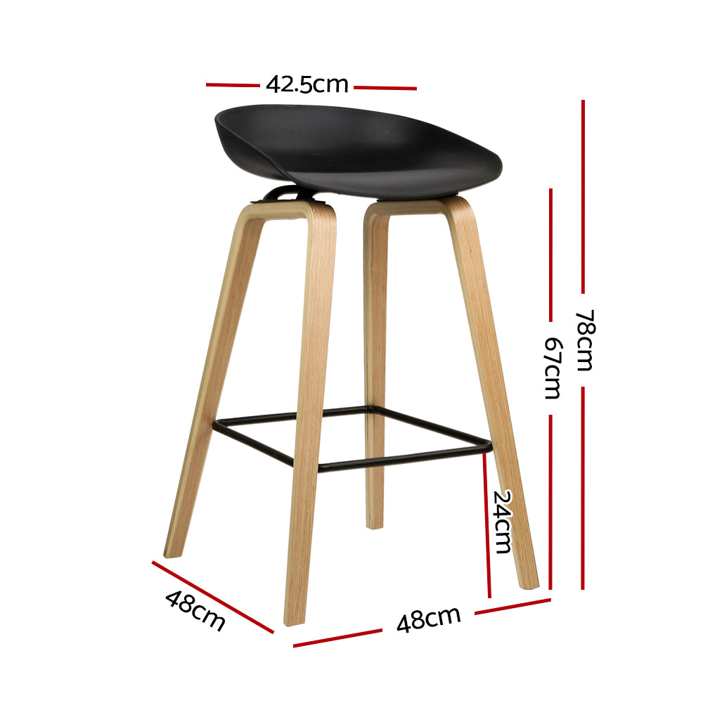 Set of 2 Wooden Bar Stools