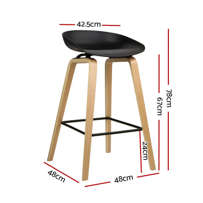 Set of 2 Wooden Bar Stools