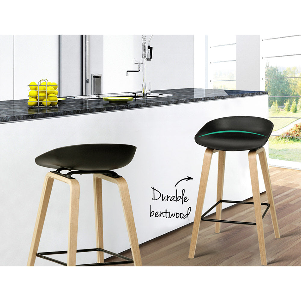 Set of 2 Wooden Bar Stools