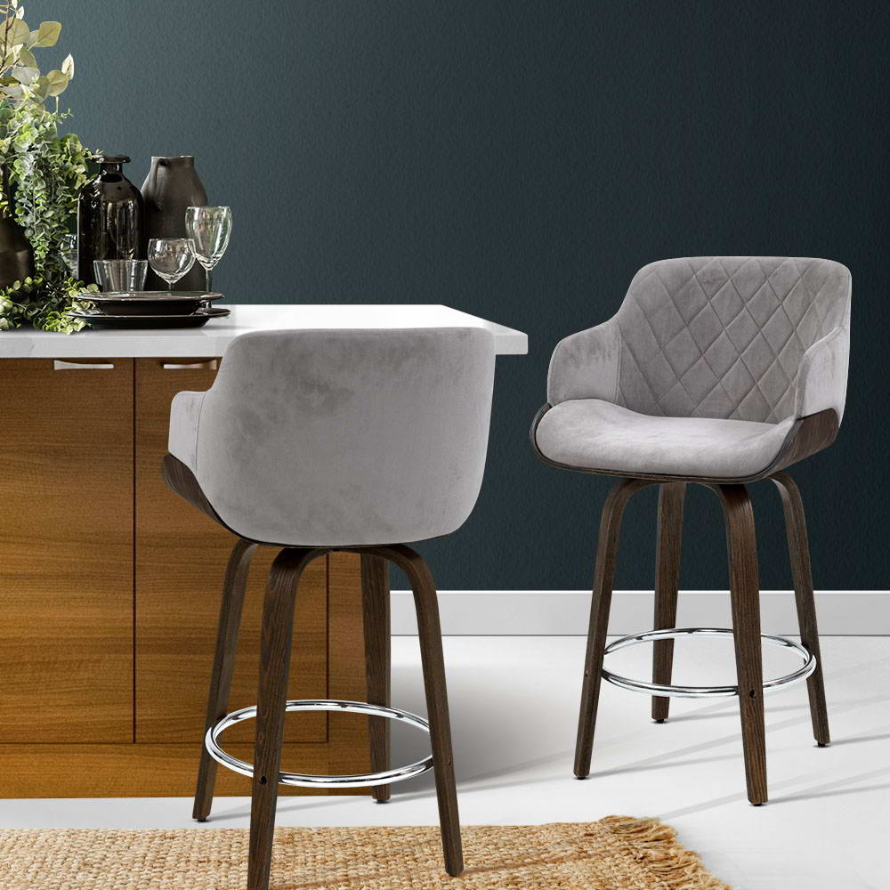 Velvet Padded Swivel Bar Stool