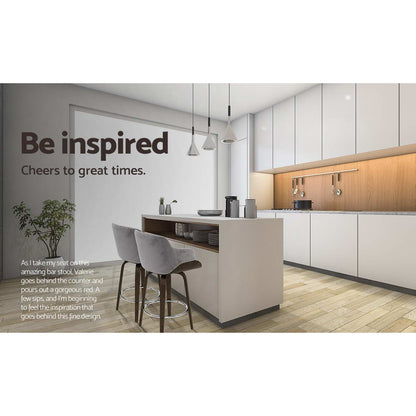 Set of 2 Velvet Padded Swivel Bar Stools