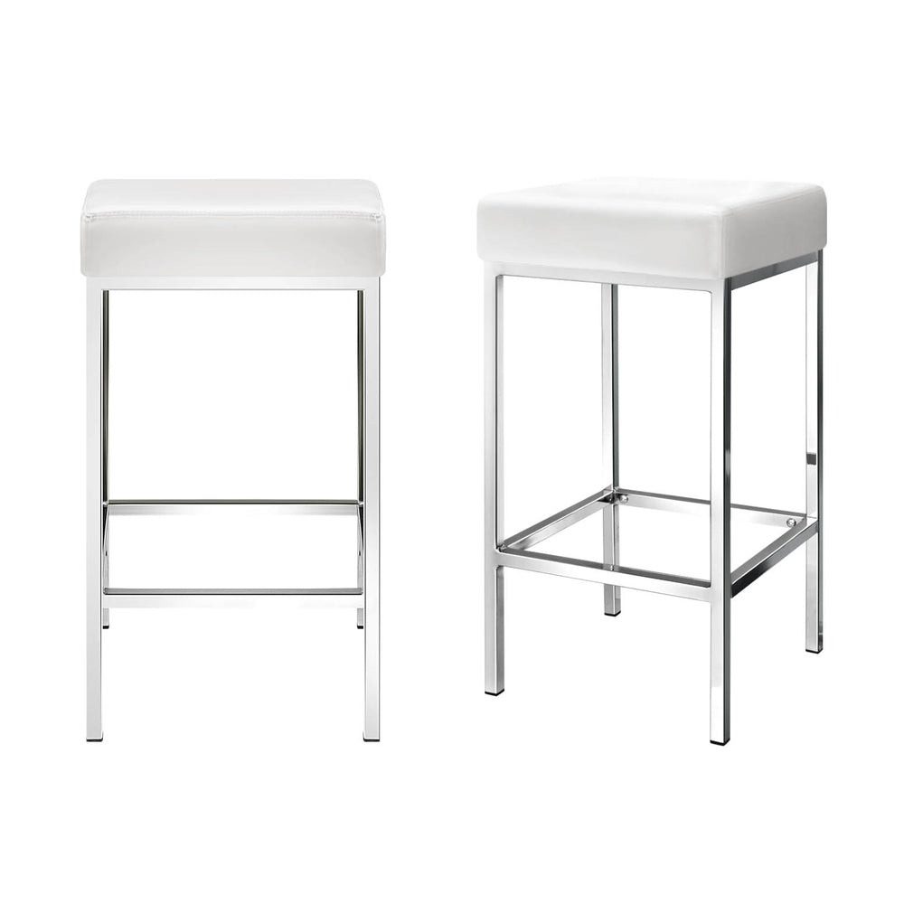 Set of 4 Delux Leather Padded Bar Stools - White