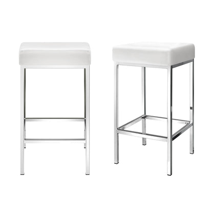 Set of 4 Delux Leather Padded Bar Stools - White