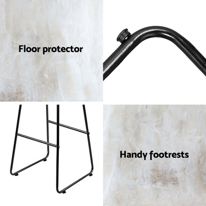 Set of 4 Leather Padded Bar Stools Metal