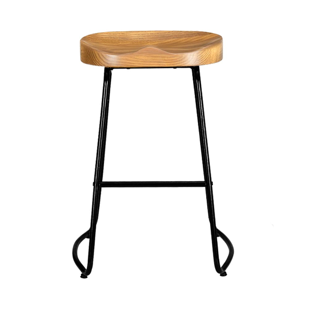 Set of 2 Tractor Bar Stools - 65cm Wooden