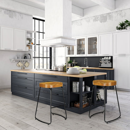 Set of 2 Tractor Bar Stools - 65cm Wooden