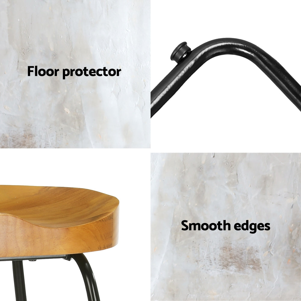 Set of 2 Tractor Bar Stools - 65cm Wooden