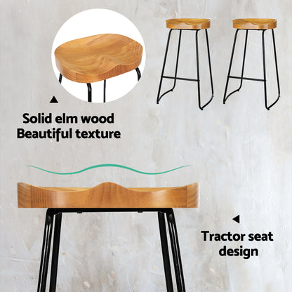 Set of 2 Wooden Tractor Bar Stools Tractor Seat 75cm