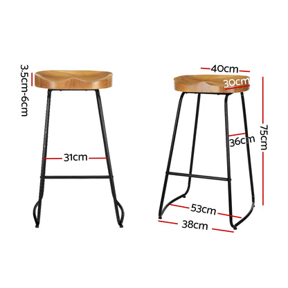 Set of 4 Tractor Bar Stools 75cm Wooden