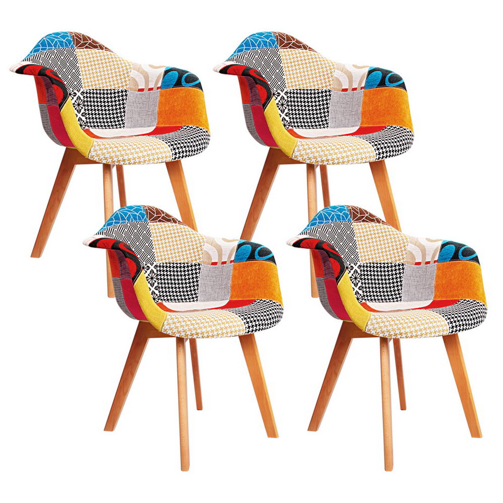 Set of 4 Retro Replica Dining Chairs  Fabric - Retro