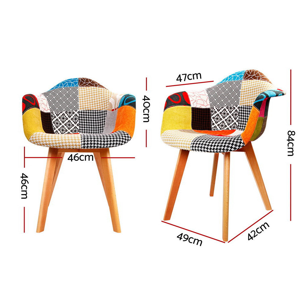 Set of 4 Retro Replica Dining Chairs  Fabric - Retro