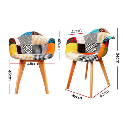 Set of 4 Retro Replica Dining Chairs  Fabric - Retro