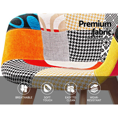 Set of 4 Retro Replica Dining Chairs  Fabric - Retro