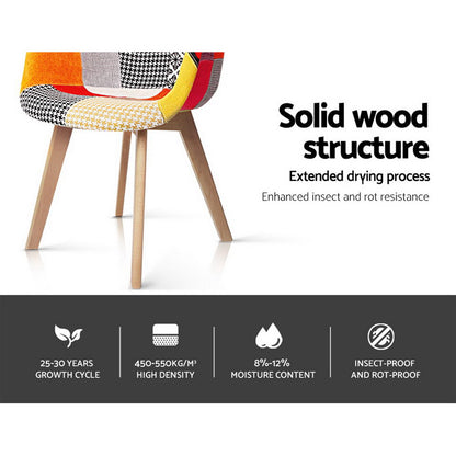 Set of 4 Retro Replica Dining Chairs  Fabric - Retro