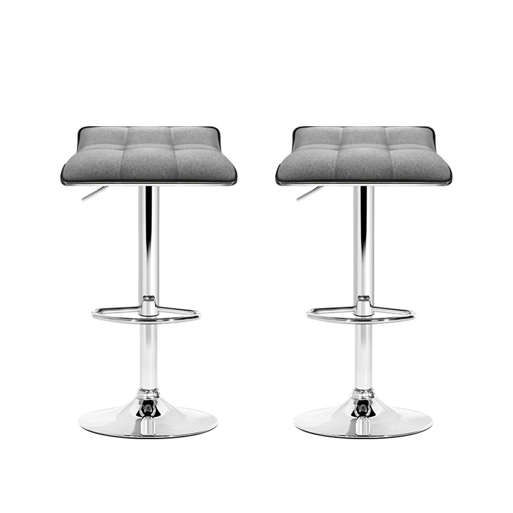 Set of 2  Linen Padded Bar Stools