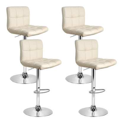 Set of 4 Leather Bar Stools - Beige
