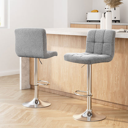 Set of 2 Fabric Grey Bar Stools