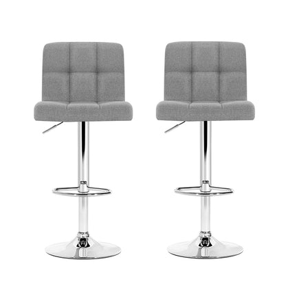 Set of 2 Fabric Grey Bar Stools
