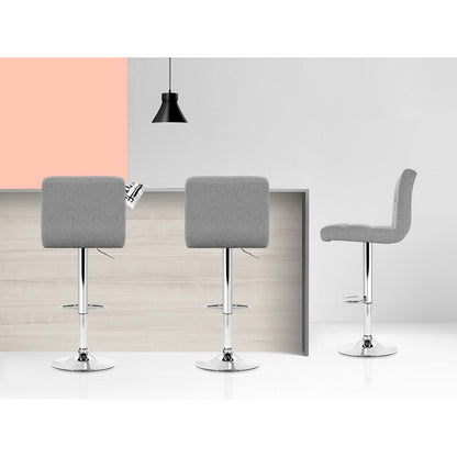 Set of 2 Fabric Grey Bar Stools