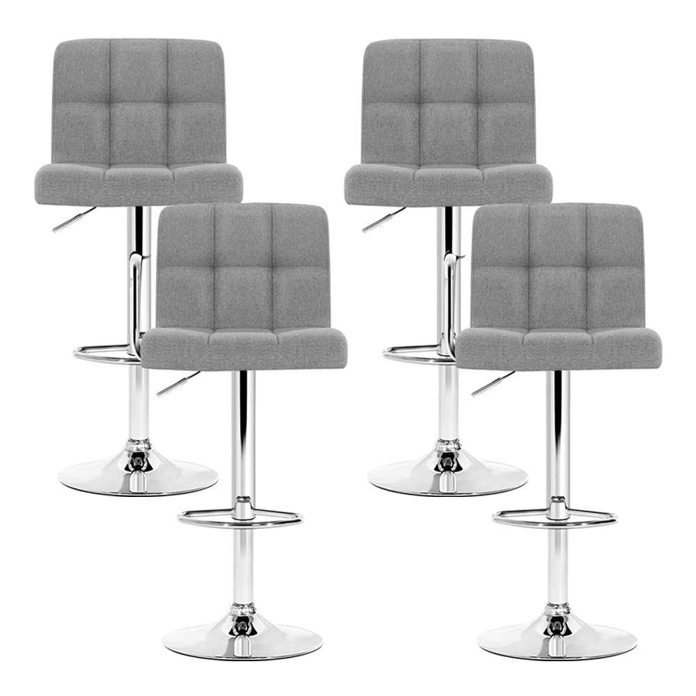 Set of 4 Fabric Gas Lift Bar Stools - Grey