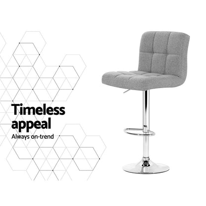 Set of 4 Fabric Gas Lift Bar Stools - Grey