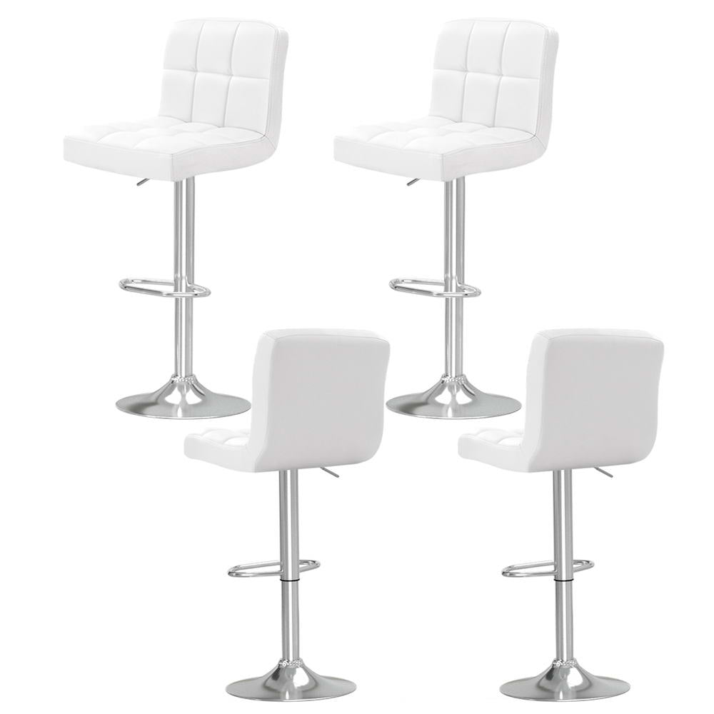 Set of 4 Noel Leather Bar Stools - White