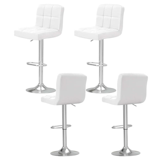 Set of 4 Noel Leather Bar Stools - White