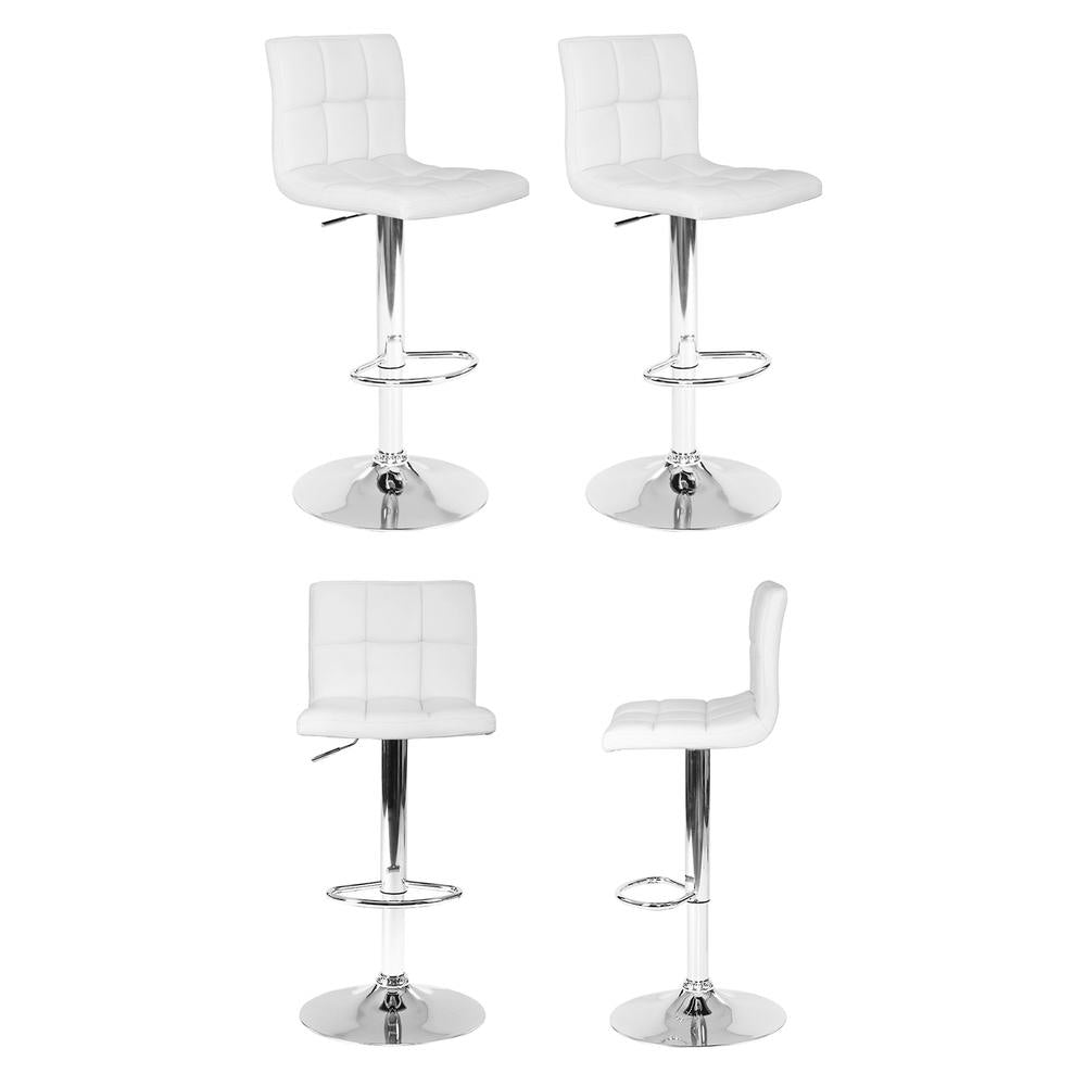 Set of 4 Noel Leather Bar Stools - White
