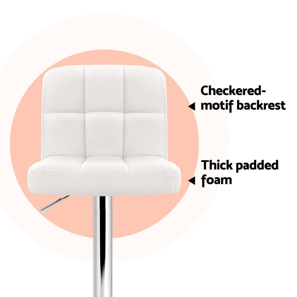 Set of 4 Noel Leather Bar Stools - White