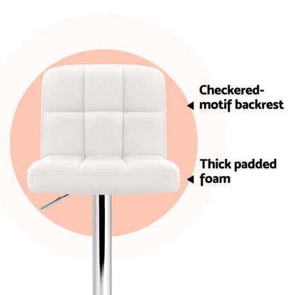 Set of 4 Noel Leather Bar Stools - White