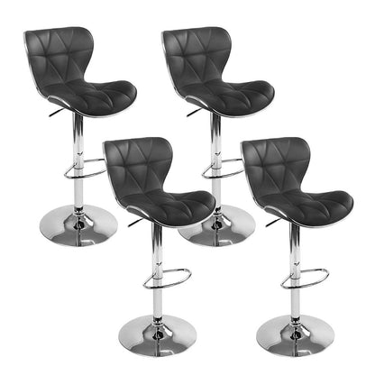 Set of 4 Leather Bar Stools Gas - Black