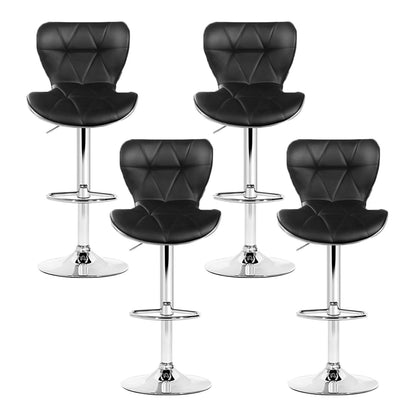 Set of 4 Leather Bar Stools Gas - Black