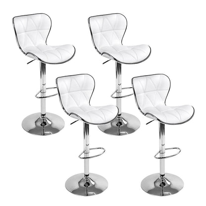 Set of 4 Leather Bar Stools - White