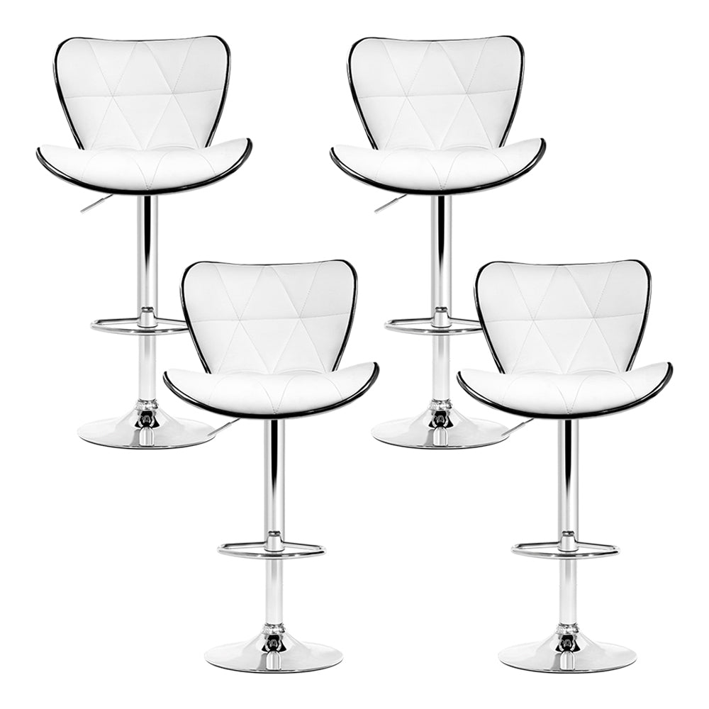 Set of 4 Leather Bar Stools - White