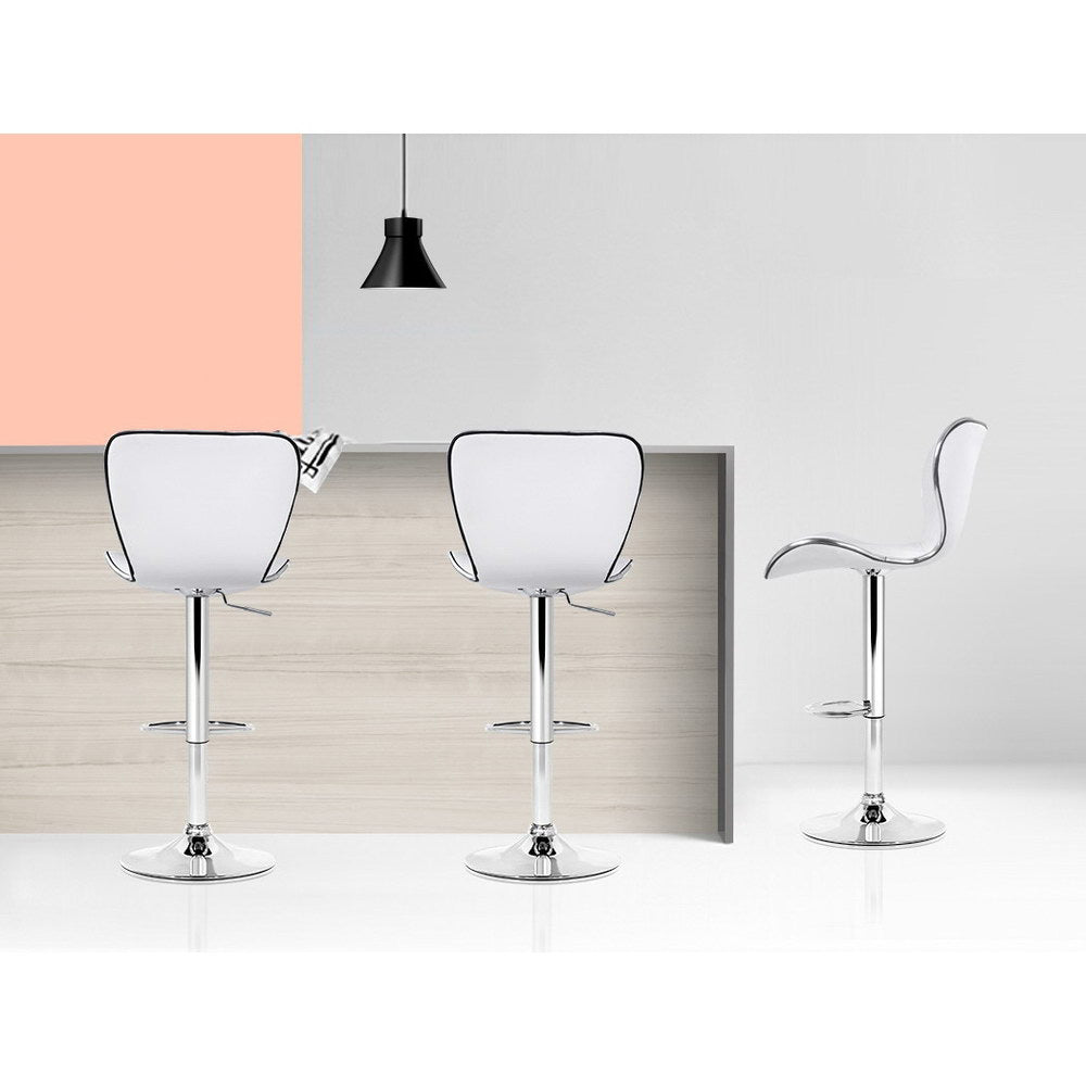 Set of 4 Leather Bar Stools - White