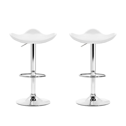 Set of 2 Leather Bar Stools - White